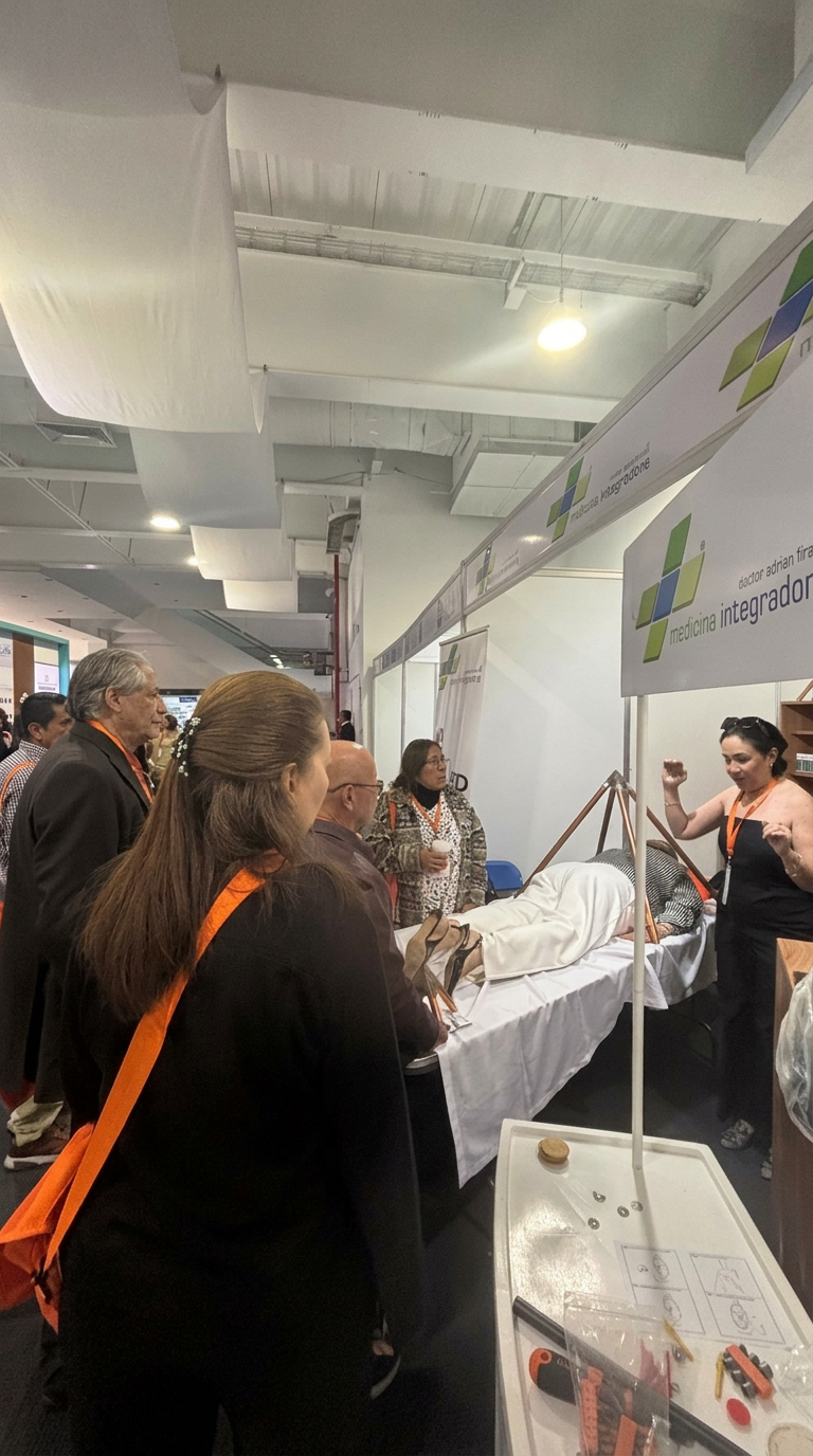 Demostración de terapia piramidal en feria de bienestar integral